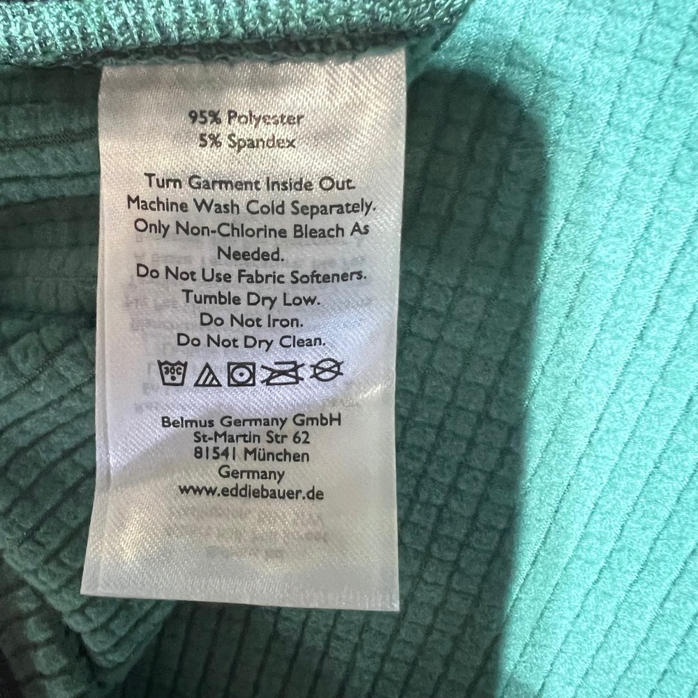 Eddie Bauer Mens Large Green Full Zip Grid Fleece Jacket Lightweight Outdoor L - Picture 5 of 16